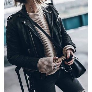 Leather Jacket with detachable Hood